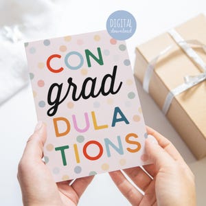 Congratulations Graduation Card: Colorful Printable Gift (Digital Download)