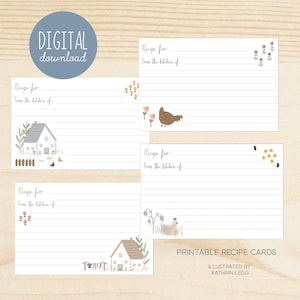 Printable Chicken Recipe Card Digital Instant Download Recipe Card 4 X ...