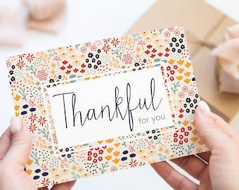 Floral Thanksgiving Cards: Thankful For You, Corporate Holiday (Pack of 5)