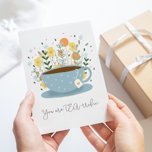 TEA-rrific Greeting Card for Tea Lovers | Say Thank You to a Teacher, Neighbour, Friend, Partner or Professional | Pretty Fall Colors
