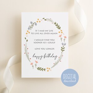 Romantische verjaardagskaart voor hem, cadeau voor vrouw, cadeau voor vriendin, cadeau voor man, cadeau voor vriend, ontwerp wilde bloemenkrans