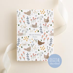 Carte de vœux imprimable pour les amateurs de poulet, cadeau de guérison, illustré par Kathrin legg