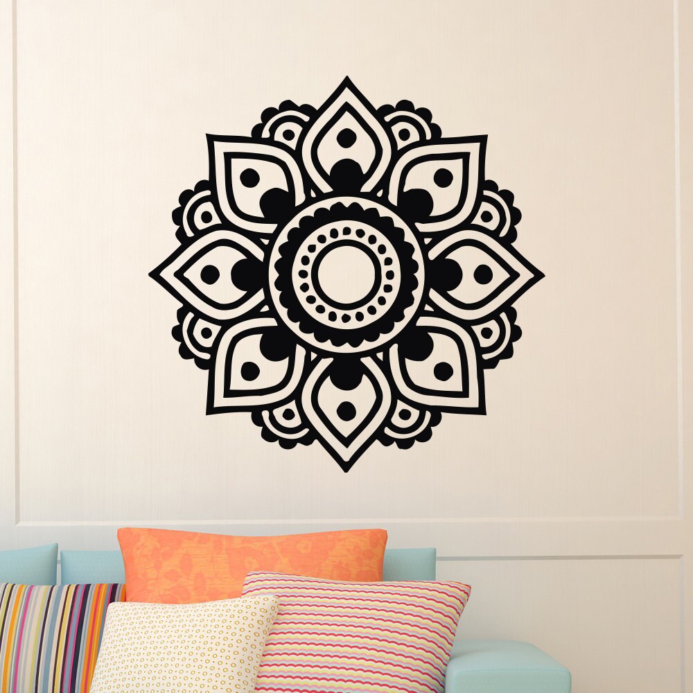 Mandala Wall Decal Yoga Vinyl Sticker Lotus Flower Namaste | Etsy