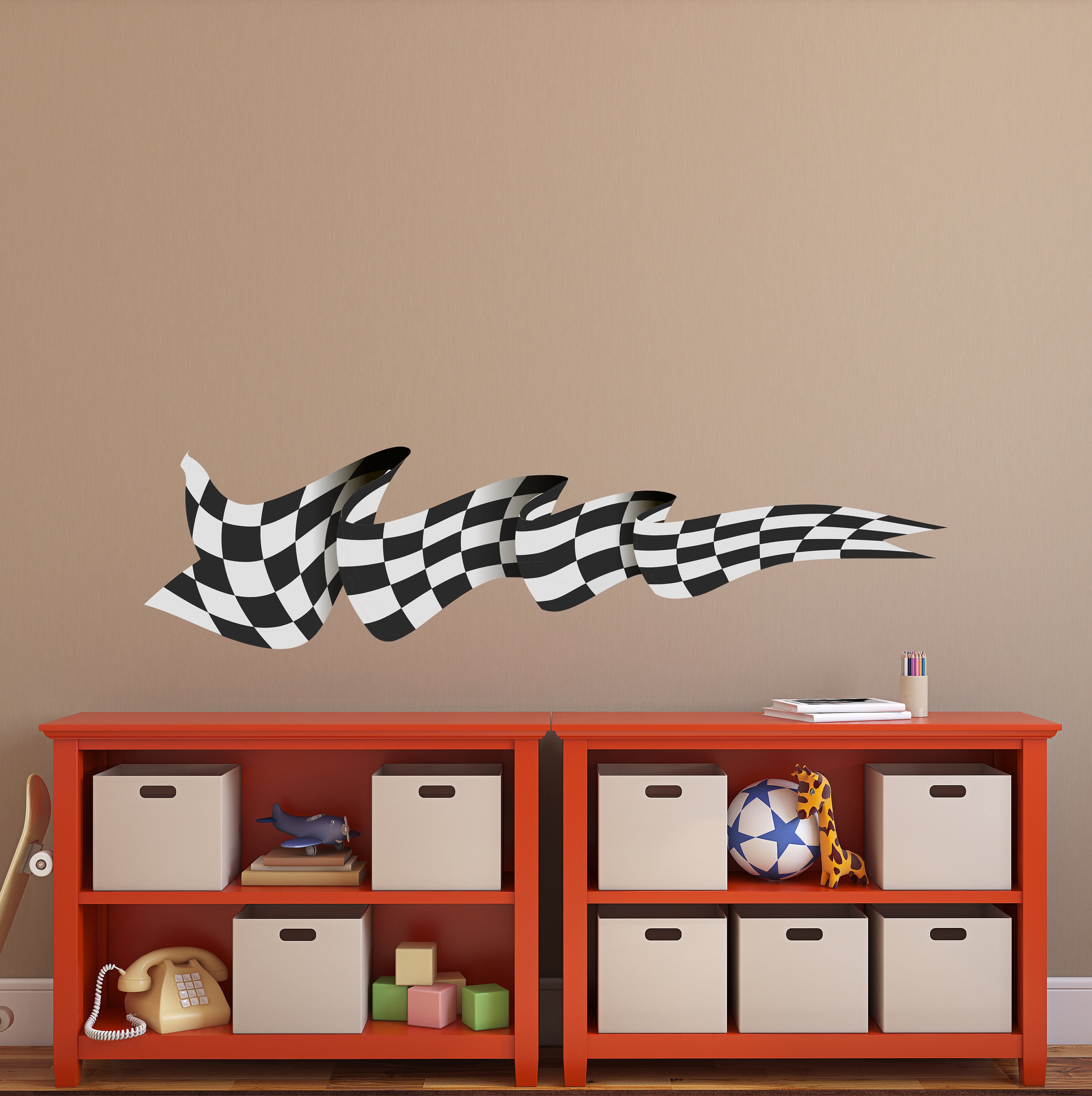 Checkered Race Flag Vinyl Decal Sticker 3d Race Car Wall Etsy