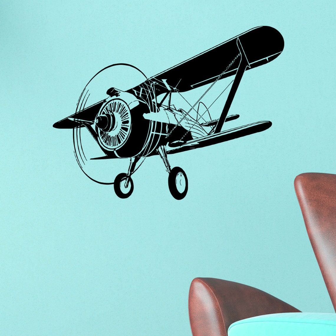 Airplane Wall Decal Vinyl Sticker Biplane Wall Decals Air | Etsy