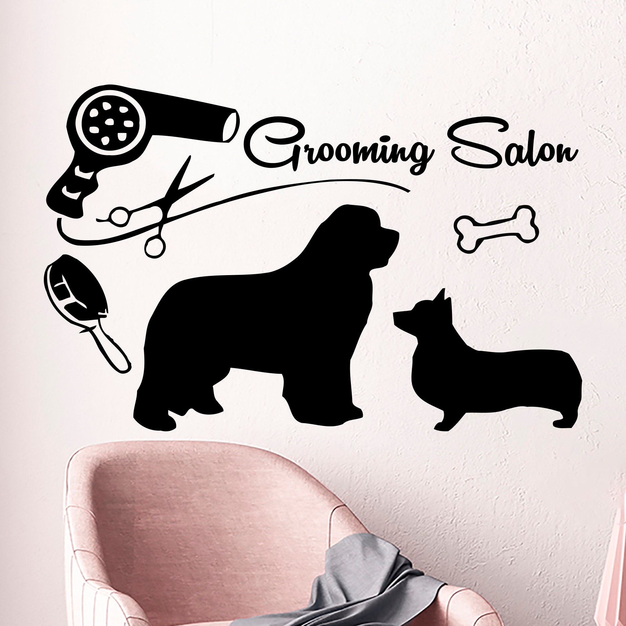 Dog Grooming Wall Decal Pet Grooming Salon Vinyl Sticker Etsy