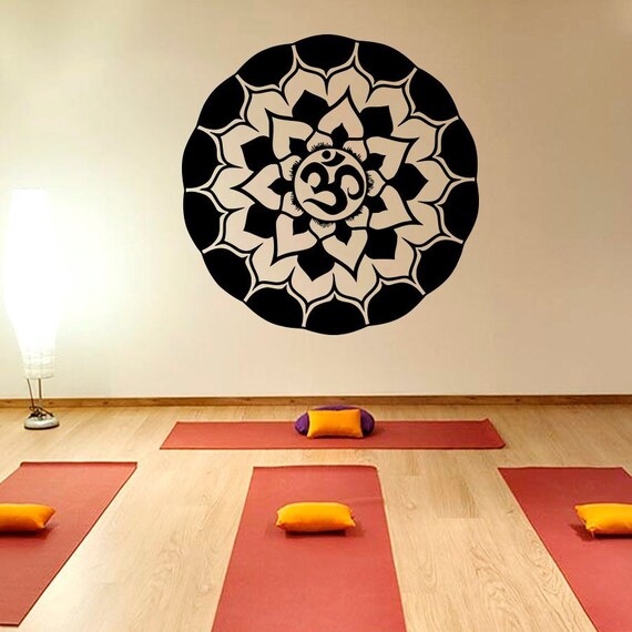 mandala wall decals yoga vinyl sticker mandala wall sticker | etsy