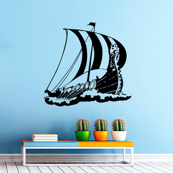 Wall Vinyl Decals Ancient Viking Ship Boat Sticker Kids Etsy