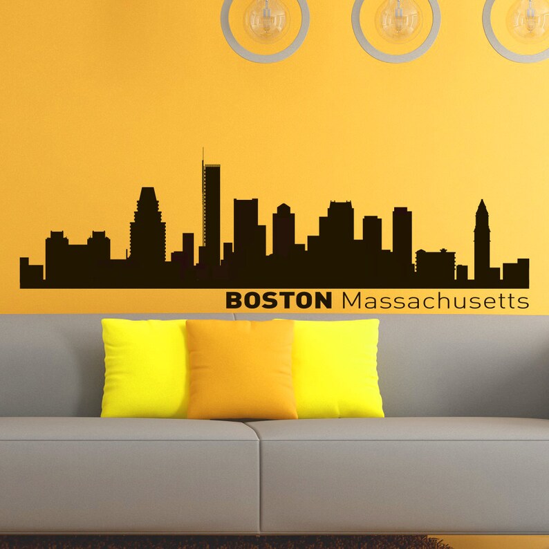 Vinyl Wall Decals Boston Skyline City Silhouette Sticker Home Etsy
