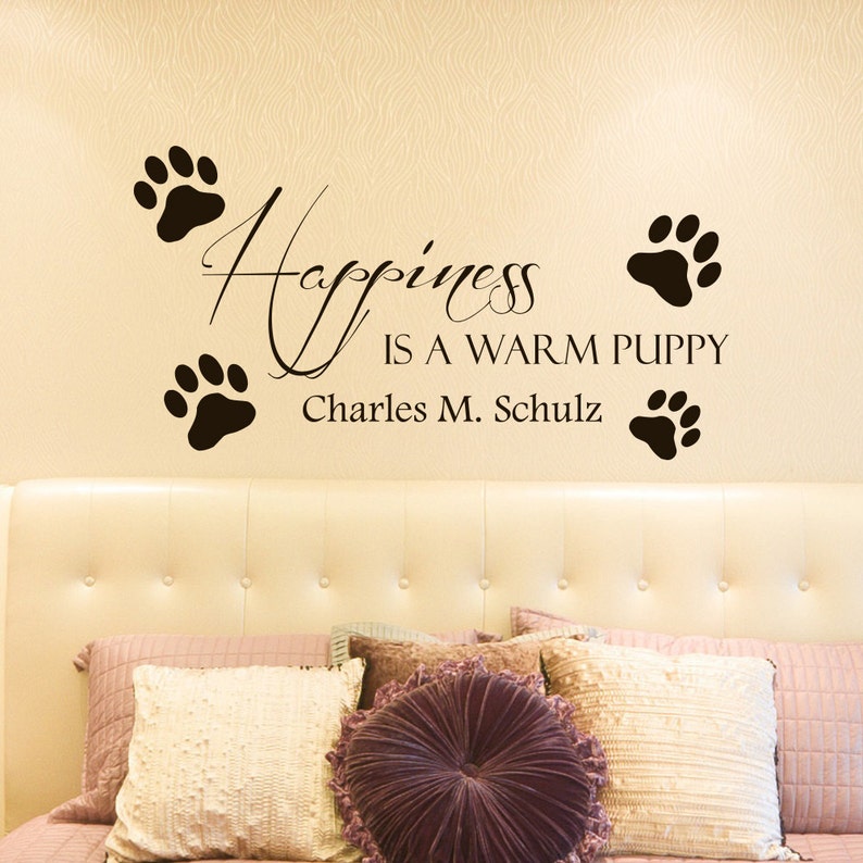Dog Wall Decals Quotes Happiness Is A Warm Puppy Charles M