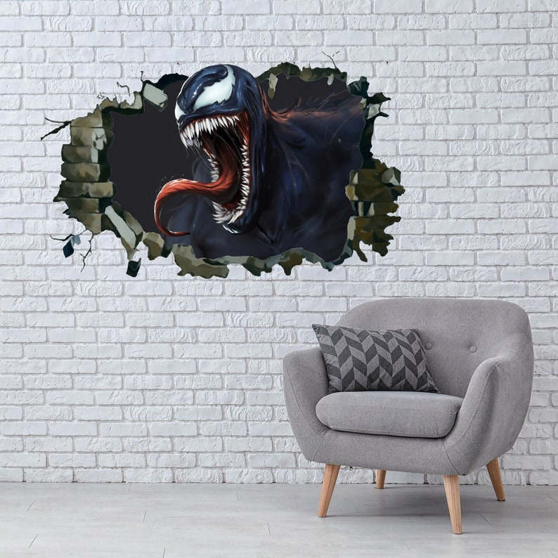Venom 3D Wall Decal Marvel Vinyl Sticker Venom Hole In The Etsy
