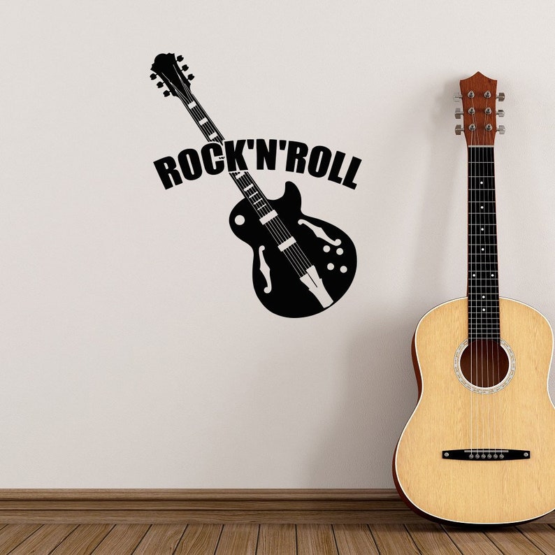 Vinyl Wall Decals Music Theme Guitar Rock and Roll Decal Etsy