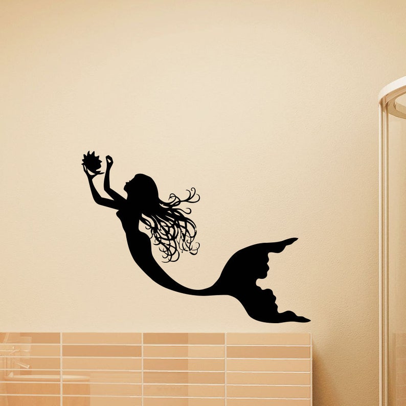 Mermaid Wall Decal Mermaid Vinyl Sticker Water Nymph Decal Etsy