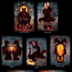 SET Shared Series  satin photo print bundle        wolves spiritual shadowwork occult dark