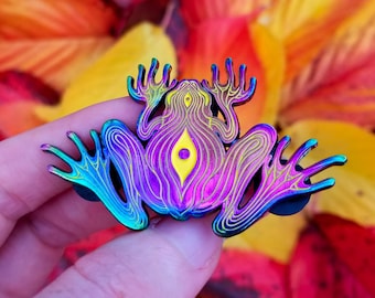 SECONDS Frog Spirit Rainbow Metal Soft Enamel Pin - Frog Psychedelic Trippy Third Eye Kambo Mythological Spiritual