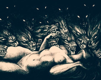 The Feast Luster print Wolves wolf dark erotic horror macabre art