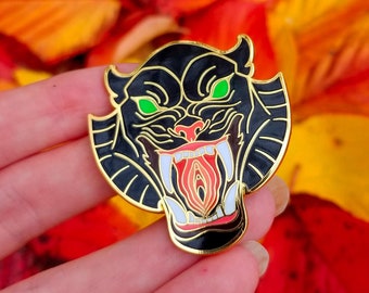 LIMITED EDITION Pussycat Hard Enamel Pin - Yoni Pather Big Cat Feline Kitty Mythological Spiritual