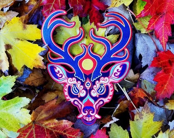 LIMITED EDITION Divine Stag Iron On Embroidered Patch deer antlers Tibetan psychedelic