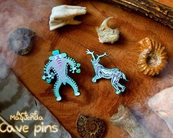 LIMITED EDTION Shaman Pins - Prehistoric Paleolithic Shaman The Sorcerer Trois Freres mushroom cave art Tassili n'Ajjer Trois-Frères