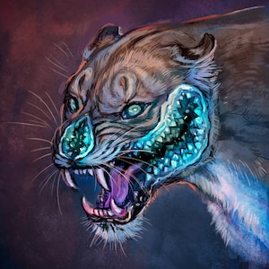 Curiosities - Lioness  Lustre print  -  Lion Geode Gemstone Mineral Horror Wall art