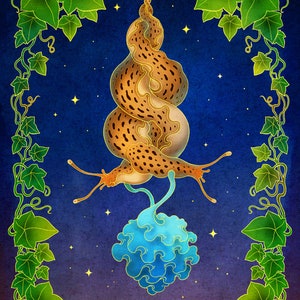 The Lovers   Lustre print Leopard Slugs Slug Mating Love Tarot