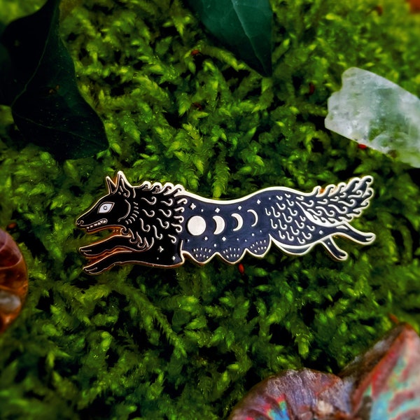 Wolf Mother Hard Enamel Pin - Goddess Nurturing Mythological Moon Mooncycle Spiritual