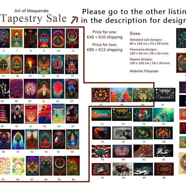 Art Tapestries  SELECTION TWO -  Wall Art Tapestry Fabric Occult Pagan Tarot Visionary Psychedelic Animism