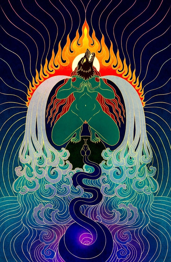 Nectar Luster print Snake serpent Kundalini wolf goddess