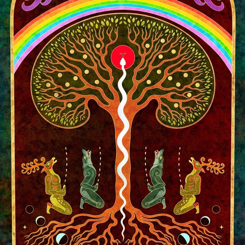 Seeds of our Becoming print    -   Occult Pagan Mythology Masculine Tree Snake Spiritual Tarot Spiritual Wall art
