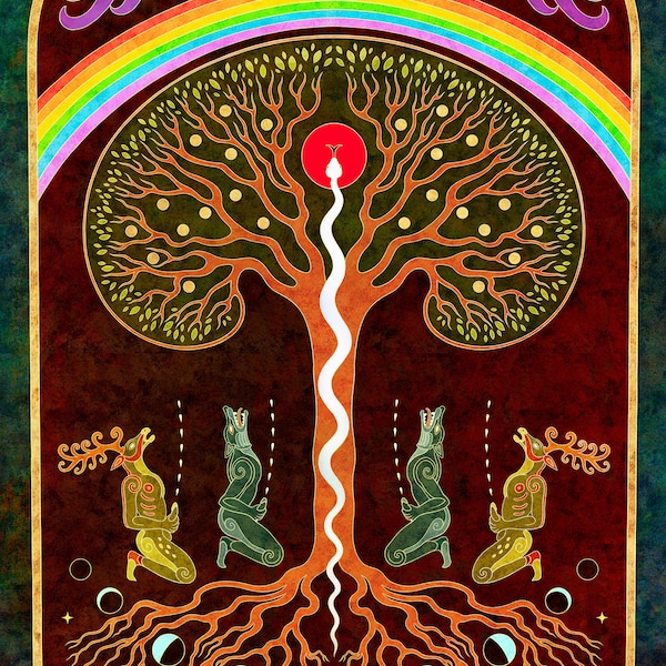 Seeds of our Becoming print - Occult Pagan Mythology Masculine Tree Snake Spiritual Tarot Spiritual Wall art