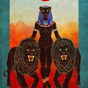 Sekhmet Rising Lustre print       -   Kemet Kemetic Spiritual Spiritual Lioness Lion Egypt Goddess Wall art
