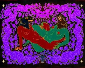 Ritual Lovers II Lustre print - Sapphic Queer Wolves