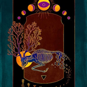 Corrosion  Lustre print    - Dead Deer Elk Circle of Life Pagan Occult Tarot Wall art