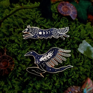 Hedge Rider Hard Enamel Pin Goddess Bird Witch Stars Raven Feminine Spiritual image 6