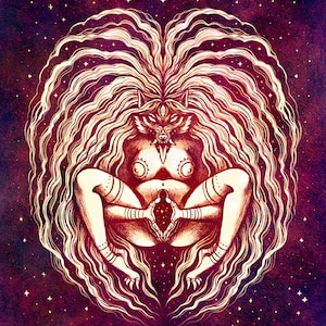 Sheela Na Gig Lustre print    -- Divine Feminine Yoni Spiritual Psychedelic Mindfulness Meditation Wall art