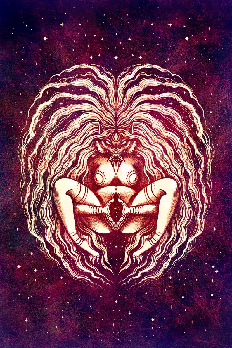 Sheela Na Gig Lustre print Divine Feminine Yoni Spiritual Psychedelic Mindfulness Meditation Wall art image 1