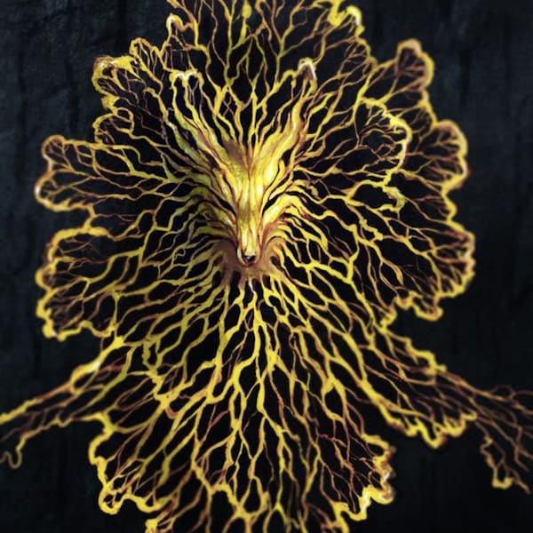 Physarum Polycephalum print - Horror Slime Mold Mushroom Spore fox Wall art