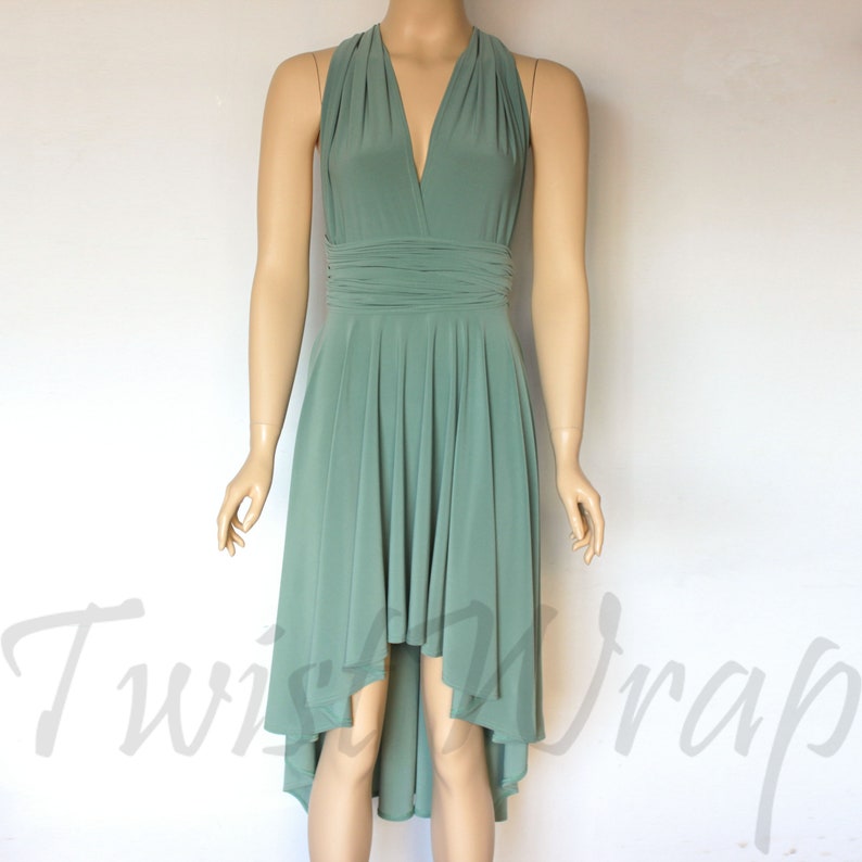 Bridesmaid Dress Sage Green Dress High Low Infinity Gown Etsy
