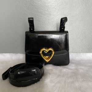 Moschino Vintage Rare Black Leather Heart Bag The Nanny