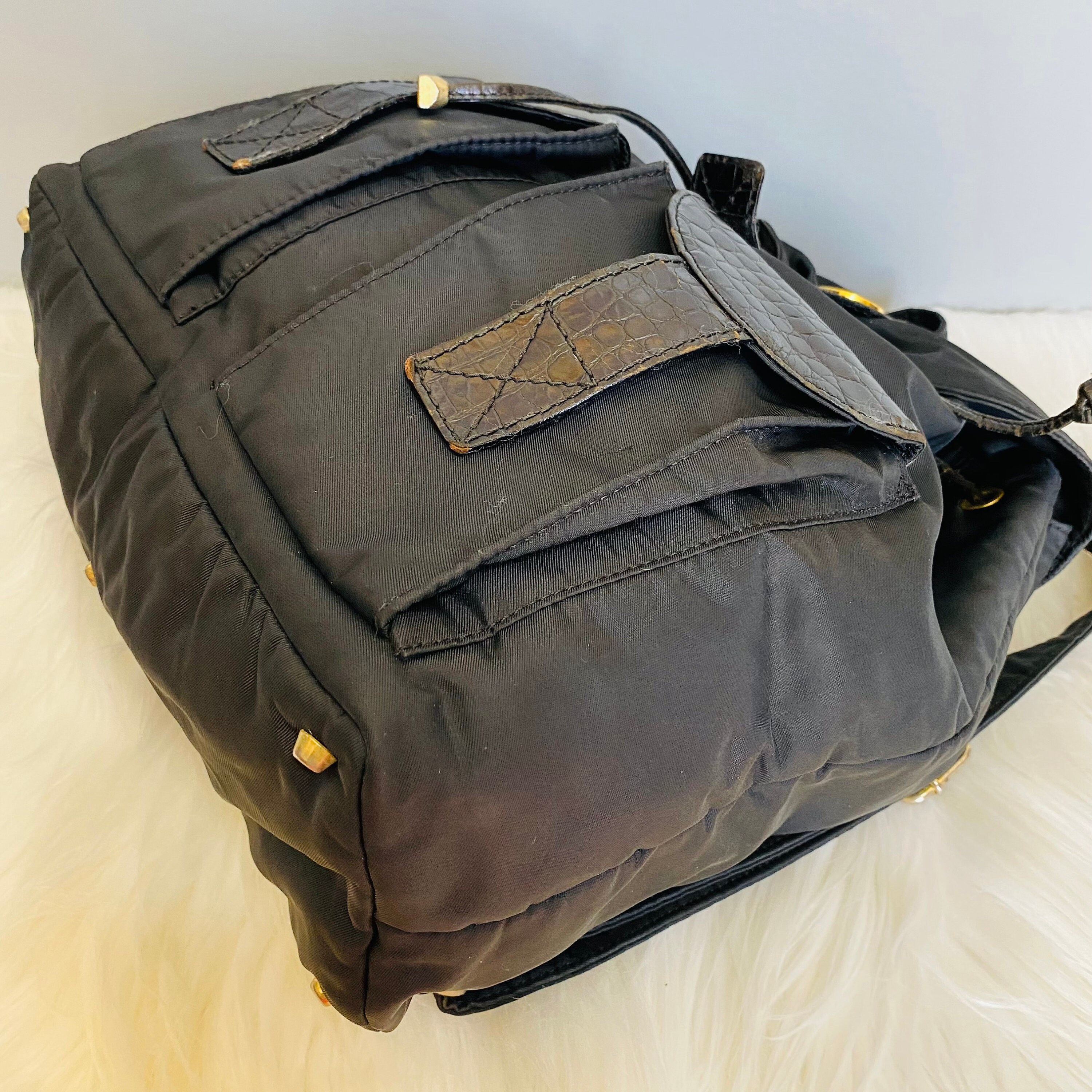 Buy GIANNI VERSACE Vintage Black Nylon Medusa Backpack Online in India 