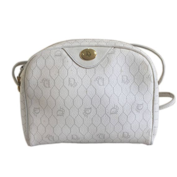 CHRISTIAN DIOR White Vintage Monogram Shoulder Bag