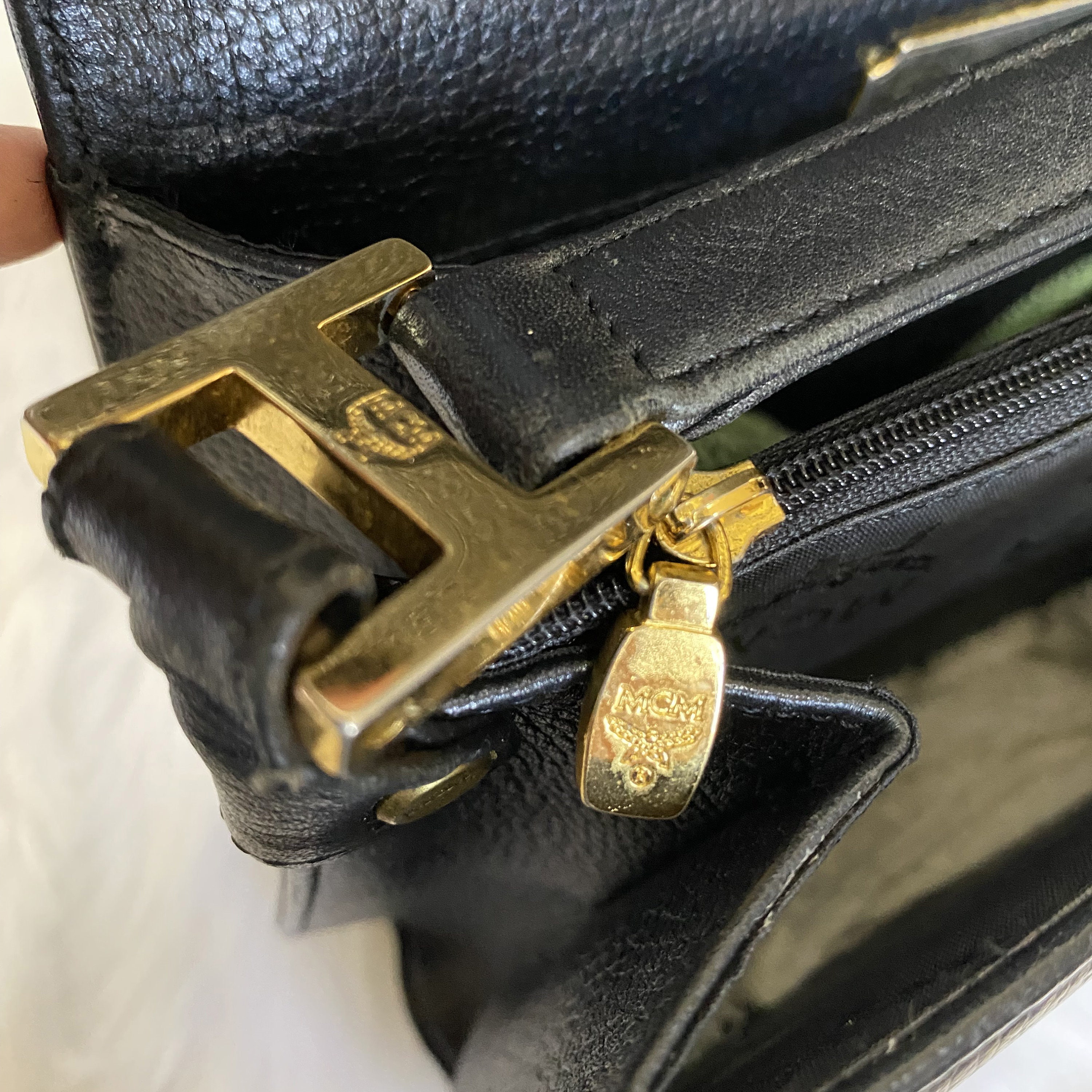 MCM Vintage Black Textured Leather Crossbody Bag Etsy Singapore