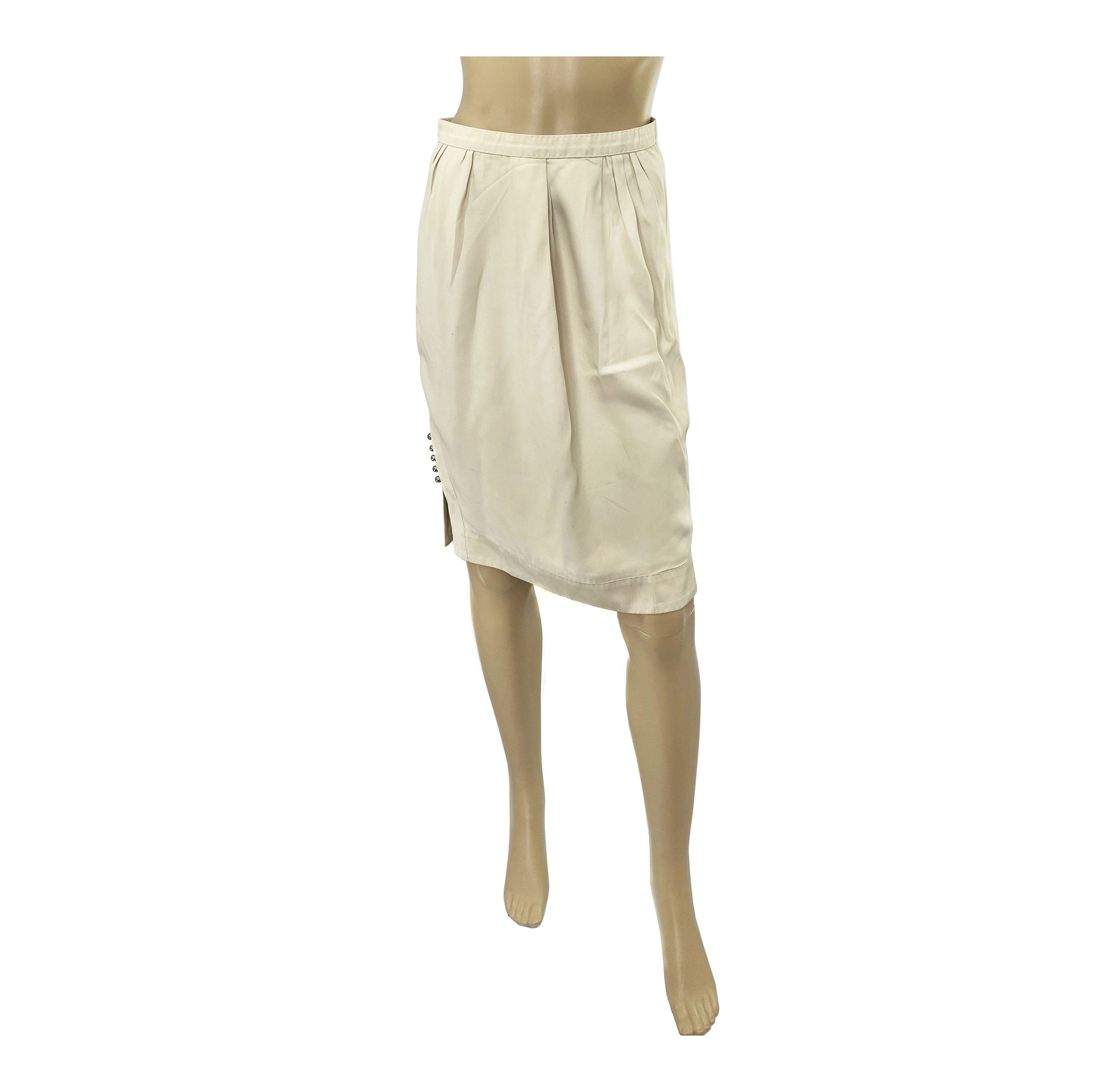 LOUIS VUITTON FW 2020 Size 4 Tan Wool / Silk A-line Monogram Mini Skirt