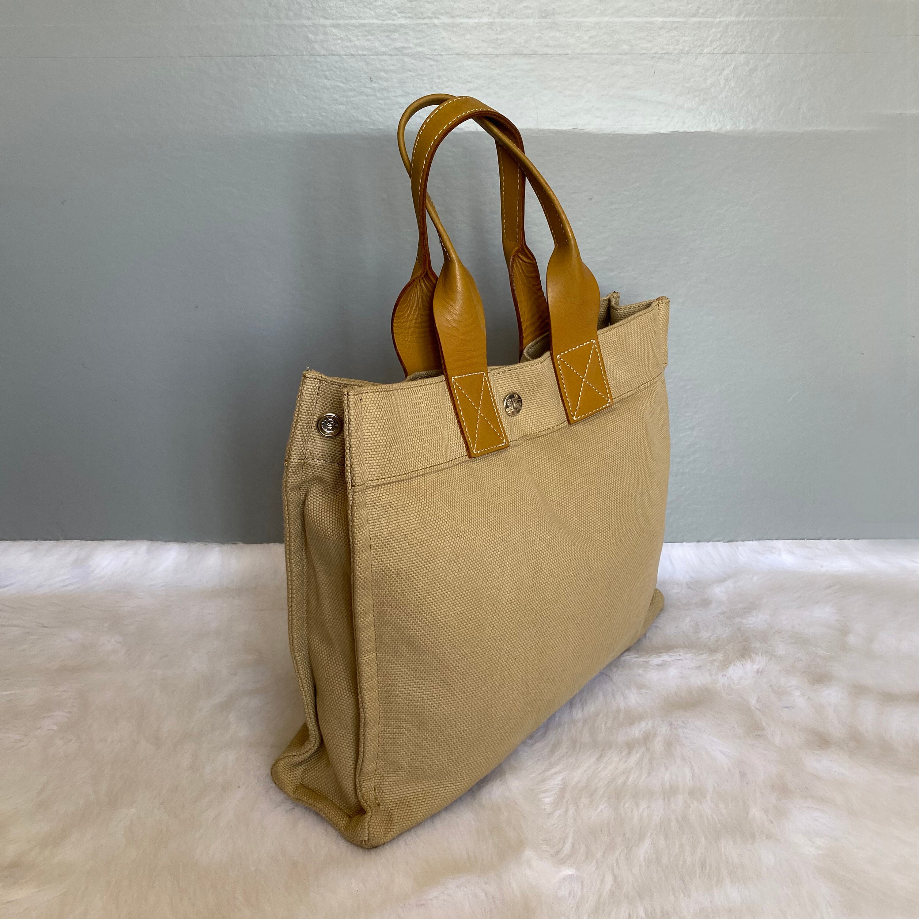 BURBERRY Blue Label Brown Khaki Canvas Leather Tote Bag -  Israel