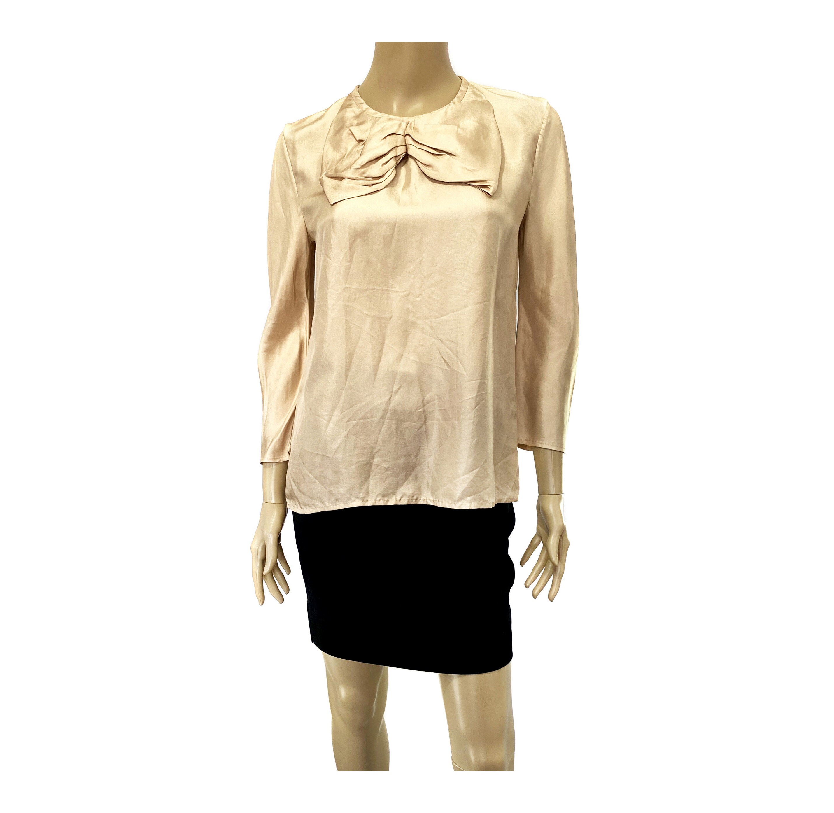 LOUIS VUITTON Cardigan Ribbon Cotton Silk Tops Women's Made in