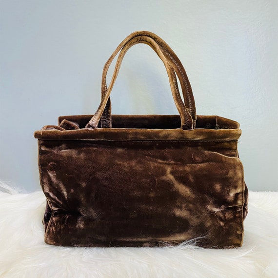 PRADA Vintge Brown Velour Velvet Small Bag -  Sweden