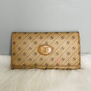 Gucci Vintage Brown GG Logo Monogram Fabric Leather Portfolio
