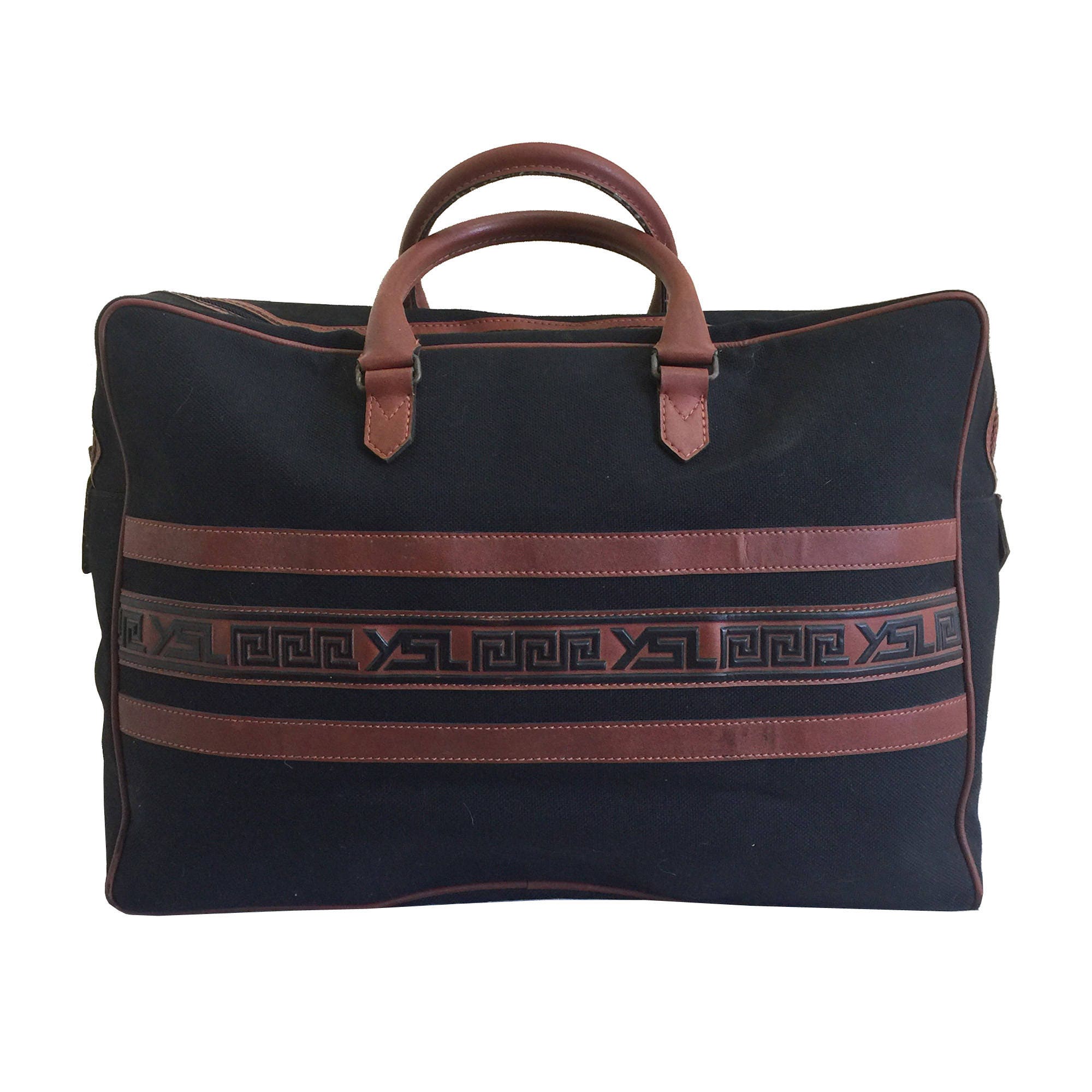 Yves Saint Laurent YSL Boston Bag Black Handbag Travel Duffle