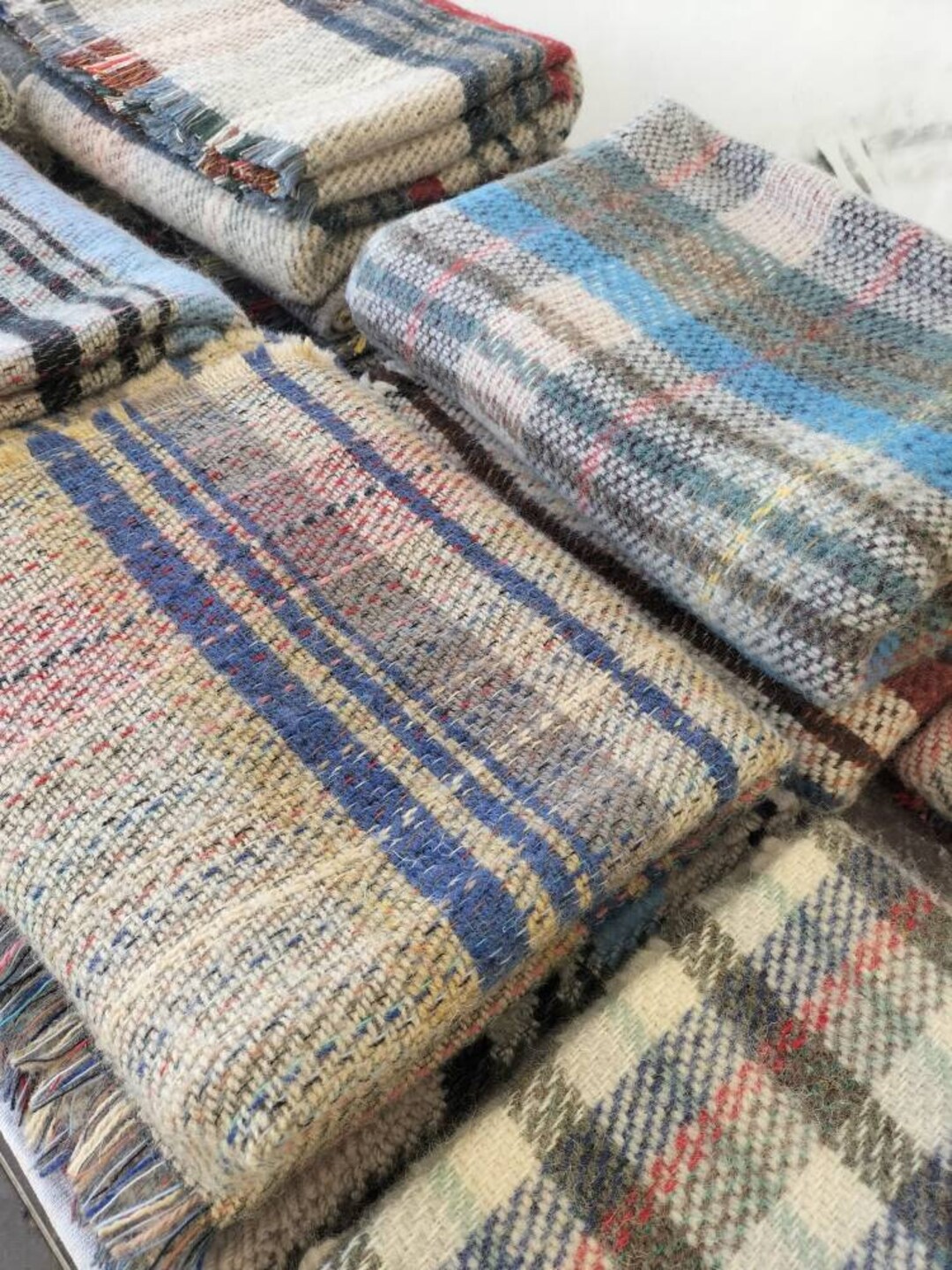 Recycled Welsh Woolen Blanket Throw Assorted Random Gift Made in Wales