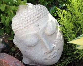 Stone garden sleeping Buddha face  head statue ornament